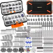 PLUSINNO 264/397pcs Fishing Accessories Kit, Organized Fishing Tackle Box with T