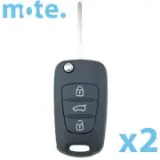 2 x To Suit Hyundai i30 i20 Elantra Button Flip Key Remote Case/Shell/Blank