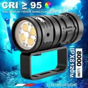 Diving Light 3-color Torch Diving Flashlight Underwater 100M Waterproof
