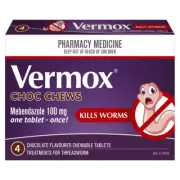 Vermoxx Choc Chews Treatment for Threadworm 4 Tablets - Chocolate Kill Worms