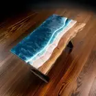 Blue Epoxy Resin Live Edge Coffee Table - Rustic Wood Table | Handcrafted table
