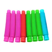 Set of 8 Pop Tubes Sensory Toys, Fine Motor Skills Fidget Pack Toddler Toys- 3x Green, 3x Pink, 1x Red, 1x Blue