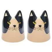 2PK Urban Bailey Cat Ceramic Planter Flower/Plant Pot Decor 14cm Black/White