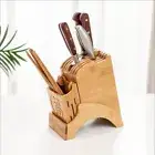 Bamboo Knife Block Stand Holder Chopstick Slot Knives Storage Shelf Rack