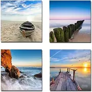 [Wieco Art] Modern Sea Beach Seaview Canvas Prints Wall Art