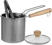 BESTYASH 1Set Stainless Steel Deep Fryer with Lid Multi Purpose Frying Pot for Barbecue Noodles and Steak Comfortable Grip and Design