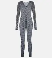 [Oseree] Oséree Gem embellished mesh jumpsuit AU 16 black