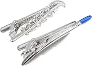 [DEARMAMY] Men's Silver Tie Clip 2pcs Fashion Tie Clamp Fine Workmanship for Long Time Use