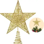 Tree Toppers Xmas Glitter Gold Hollow Star Treetop Topper for Christmas Tree Dec