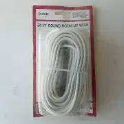 Black Point Products BT-48W White 50 Ft. Round Hook Up Wire Phone Line