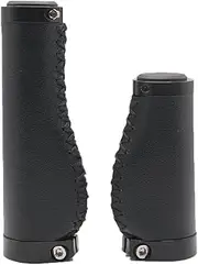 BBxunsless Bike Handle Grips 135/95mm Long/Short Grips Non-Slip PVC Microfiber Leather Ergonomic Hand-Sewn Casual Retro Double Lock-on Handlebar Lever for MTB,Road Bike (Black-B)