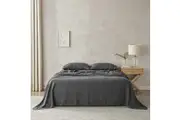 Natural Home Flax Linen Sheet Set Charcoal (Single,King Single,Double,Queen,King,Super King)