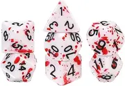 Abaodam 7Pcs Festival Blood Dices Polyhedral Props for Halloween Party Table Game Supply Unique Irregular Shape for Fun Scenarios and Creative Play