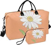 [ZRYSMY] Duffel Bag for Traveling, White Yellow Daisy Travel Bag Gym Bag, with Multiple Interior Pockets Shoulder Weekender Bag for Women Men with Toiletry Bag 20.5L x 1.9W x 13.8H, Multi-Colored, one