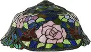 Tiffany Stained Glass Lamp Shade Replacement, Only 18-Inch Hat Style Beautiful Elegant Rose Peacock Lampshades Suitable for Table Lamps Floor Lamps Pendant Lamps,Rose KeYJ
