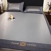 GUAWJRZDP Summer Cooling Sleeping Mat, Home Quick Cooling Textile Rattan Mat, Folding Smooth Air Conditioning Mat for Bed, Cooling Mattress Topper, Summer Bedding Sleeping Pad(Gray,200x230cm/78.7x90.5