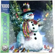 Sealed Springbok "Feathered Friends" 1000 Piece Jigsaw Puzzle, Snowman Christmas