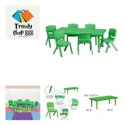 Adjustable Classroom Activity Table with 6 Stackable Chairs, Rectangular Plas...
