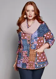 [TS] Taking Shape Reversible Quilt Natural Jacket Size 12 in Print, Viscose - Plus Size Women's Clothing Print