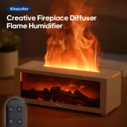 Kinscoter Fireplace Air Humidifier Waterless 150ml Water Tank Auto-Off Aroma Essential Oil Diffuser with LED Light & Rem