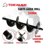 200mm Auger Bit Drill for Petrol Post Hole Digger, Earth Auger, Standard 20mm