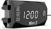 Meichoon 3 in 1 Car Digital Clock Voltmeter Thermometer 12V Waterproof Battery Voltage Monitor LED Large Screen Display for Motorcyclea Electric Vehicles White