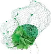 [WRITWAA] Retro Veil Hat St Patricks Day Dress Tea Hat Tea Party Hats St Patrick's Day Hair Clip Christmas St Patrick's Day Hair Accessories for Women Green Iron