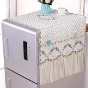 Namzi Refrigerator Cover Cloth Single Double Door Refrigerator Dust Cover Lace Fabric Home Dust Cover 190 * 70cm (Style 4- Blue)