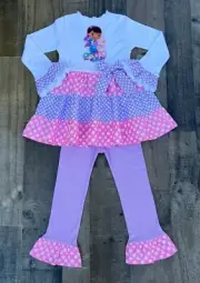 Doc McStuffins Pink Lavender Polka Dot Top & Leggings Outfit