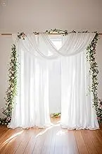 White Wedding Arch Drapes Fabric 3 Panels 6 Yards Sheer Backdrop Curtains for Party Ceremony Arch Stage Decorations