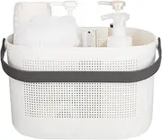 [UUJOLY] Plastic Storage Baskets with Handles, Shower Caddy Shelf Organizers Basket for Bathroom, Kitchen, Dorm Room, Grey