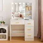 Dressing Table Set & Slide Mirror Makeup Vanity Desk 4 Drawers Bedroom AU