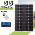 12V 200W Solar Panel Kit Mono Fixed Home Caravan Camping Power Battery Charging