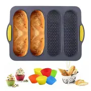 Bread Pans for Baking Silicone Bread Pan with 6 Muffin Cups French Bread Loaf...