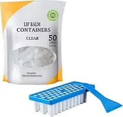 Generic Lip Balm Crafting Kit With Fill Tray and Spatula, 50 Clear Empty Containers Tubes Set for Women Girl Lipstick Homemade