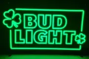 New Bud Light Beer Shamrock St. Paddy's Day LED Bar Sign Light