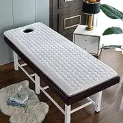 White 5cm,75 * 190cm（T）,Latex Memory Foam Mattress Topper for Massage Table Cushion Lash Bed Topper with Non-Slip Elastic Band with Face Hole Beauty Salon Spa