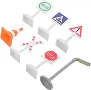 Vaguelly Educational Traffic Sign Toys Set Train Toys Road Signs Mini Construction Vehicles