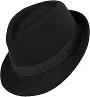 [KorhLeoh] Unisex Classic Fedora Hat Manhattan 1920s Short-Brim Panama Jazz Hats for Man Women