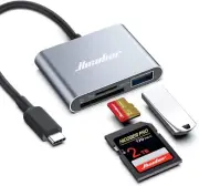 Hicober USB C to SD, Micro SD Memory Card Reader, Type C Space Grey