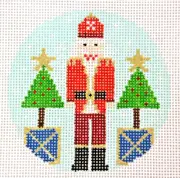 Hand-painted Needlepoint Canvas, Nutcracker with 2 trees, 14" mesh, NEW