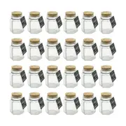 24PK Glass & Co Courtney Glass Hex Jar Container w/ Cork Lid Clear 90ml