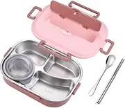 Portable Lunch Box with Compartments Stainless Steel Sealed Heatable Divided Portable Lunch Box with Soup Bowl