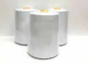 3 Pcs. 12,000 Each Yards Sewing Machine Polyester Threads overlock Cones White