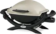 [weber] Q1000 Gas Grill Barbeque | Table Top BBQ Grill & Char Griller | Cast Aluminium Lid Cover & Body | for Home or Travel | Portable Premium Classic Mini Gas BBQ - Titanium (50060074)