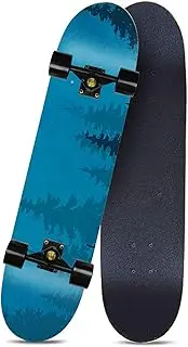 Sports Skateboard, (deep Forest Pattern) 31-inch Seven-Layer Maple Four-Wheeled Street Style Skateboard Suitable for Young Adults
