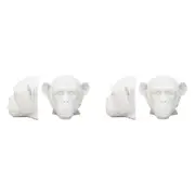 2x White Moose Resin Monkey Head Bookends Home/Living Room Display Decor White