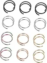 12pcs Spiral Nose Hoops Nose Piercing Jewelry Lightweight and Smooth Rings for Parties and Dance Performances