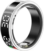 Smart Ring with LED Display, Smart Ring Fitness Tracker, IP68 Waterproof Fitness & Sleep Tracker for Women & Men with Charging Case, APP for iOS for Android, Silver (#11)
