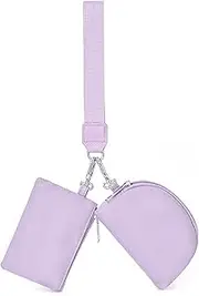 [romsrbutfo] Women's Dual Pouch Zip Wristlet Wallet-Portable Coin Purse & Coin Pocket,Small and Portable Mini Wallet Detachable Card Holder Package (1, Purple)